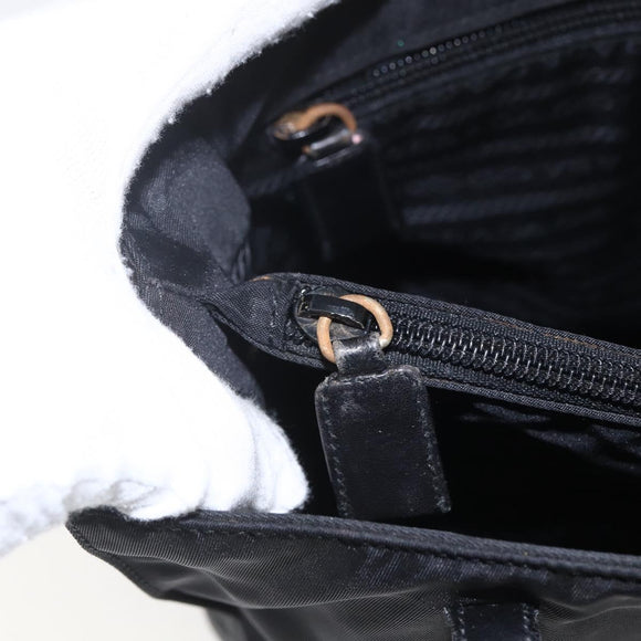 PRADA Tote Bag Nylon Black Silver Auth bs31530