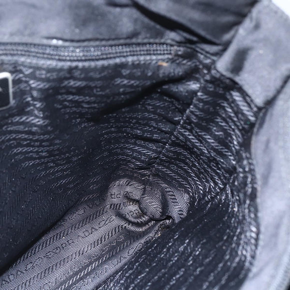 PRADA Tote Bag Nylon Black Silver Auth bs31530
