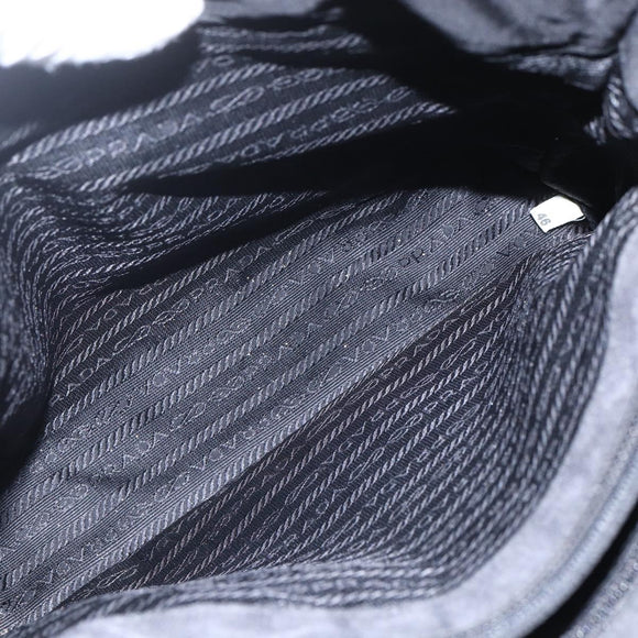 PRADA Tote Bag Nylon Black Silver Auth bs31530