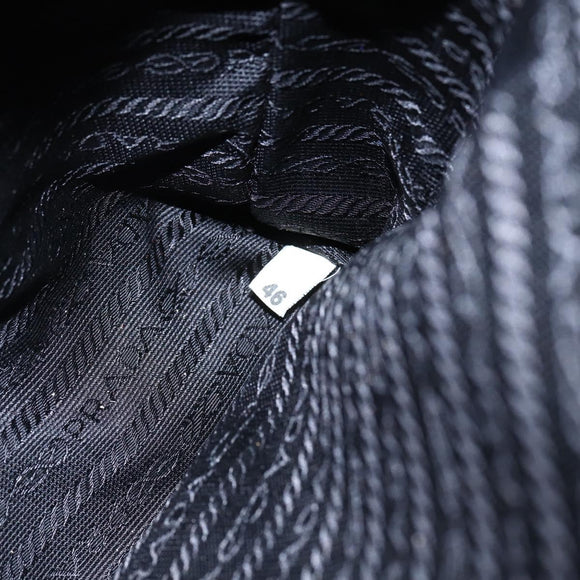 PRADA Tote Bag Nylon Black Silver Auth bs31530