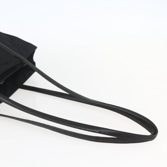 PRADA Tote Bag Nylon Black Silver Auth bs31530