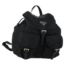 PRADA Backpack Nylon Black Silver Auth bs31532