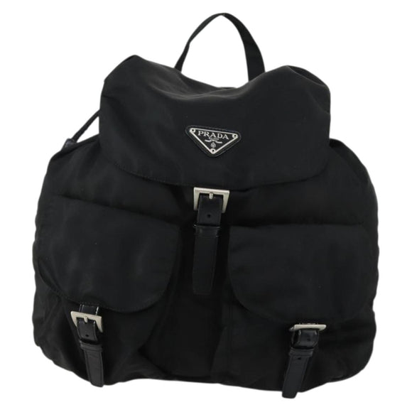 PRADA Backpack Nylon Black Silver Auth bs31532