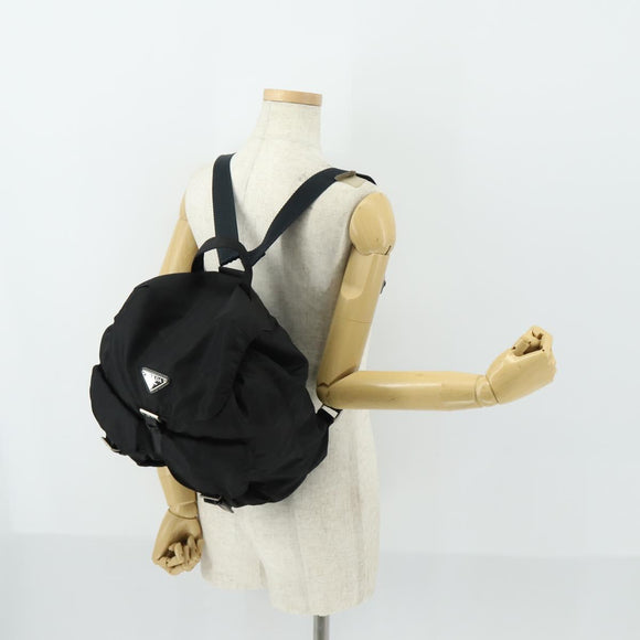 PRADA Backpack Nylon Black Silver Auth bs31532