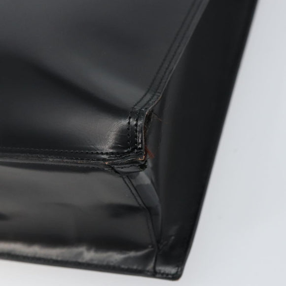 PRADA Tote Bag Enamel Black Silver Auth bs31534