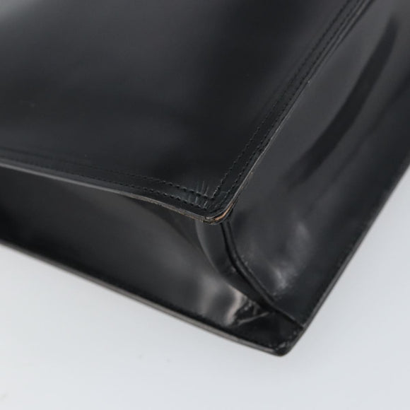 PRADA Tote Bag Enamel Black Silver Auth bs31534