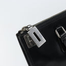 PRADA Tote Bag Enamel Black Silver Auth bs31534-18