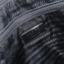 PRADA Tote Bag Enamel Black Silver Auth bs31534-19