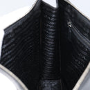 PRADA Tote Bag Enamel Black Silver Auth bs31534-21