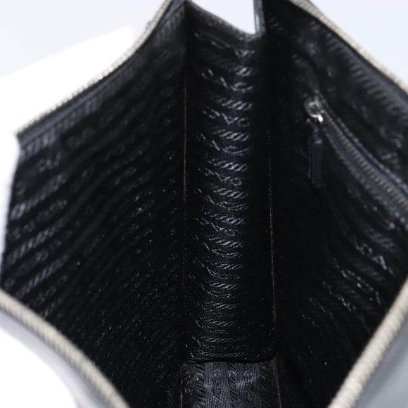 PRADA Tote Bag Enamel Black Silver Auth bs31534