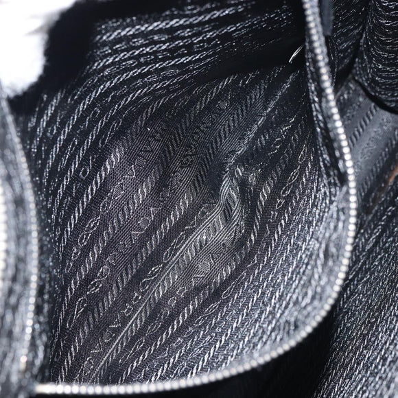 PRADA Tote Bag Enamel Black Silver Auth bs31534