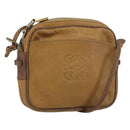 LOEWE Shoulder Bag Leather Beige Gold Auth bs31535-1