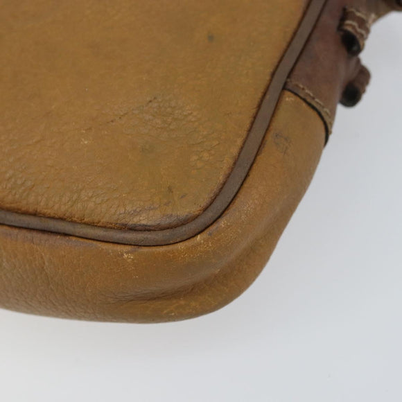 LOEWE Shoulder Bag Leather Beige Gold Auth bs31535