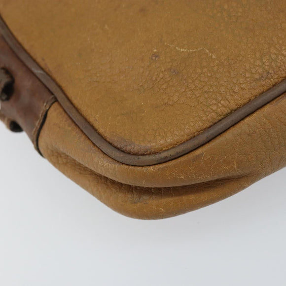 LOEWE Shoulder Bag Leather Beige Gold Auth bs31535