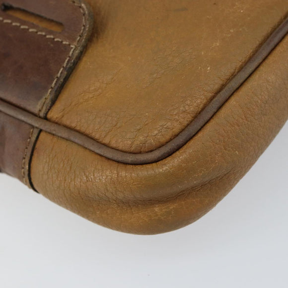 LOEWE Shoulder Bag Leather Beige Gold Auth bs31535