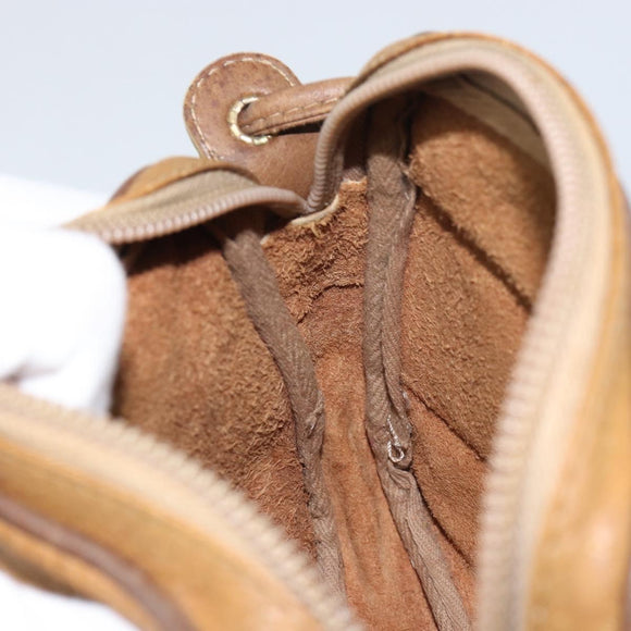 LOEWE Shoulder Bag Leather Beige Gold Auth bs31535