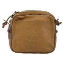 LOEWE Shoulder Bag Leather Beige Gold Auth bs31535-13