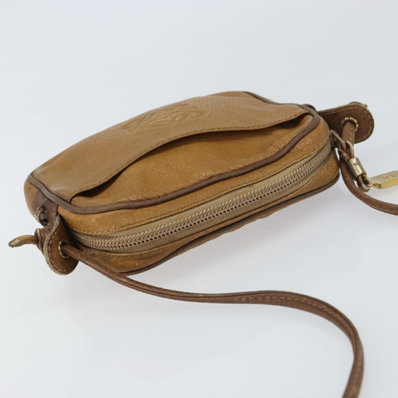 LOEWE Shoulder Bag Leather Beige Gold Auth bs31535