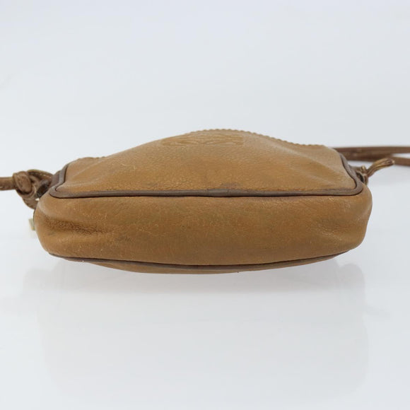 LOEWE Shoulder Bag Leather Beige Gold Auth bs31535