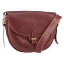 LOEWE Shoulder Bag Leather Bordeaux Gold Auth bs31536-1