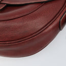 LOEWE Shoulder Bag Leather Bordeaux Gold Auth bs31536-14