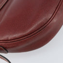 LOEWE Shoulder Bag Leather Bordeaux Gold Auth bs31536-9