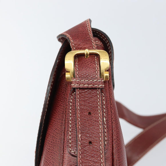 LOEWE Shoulder Bag Leather Bordeaux Gold Auth bs31536