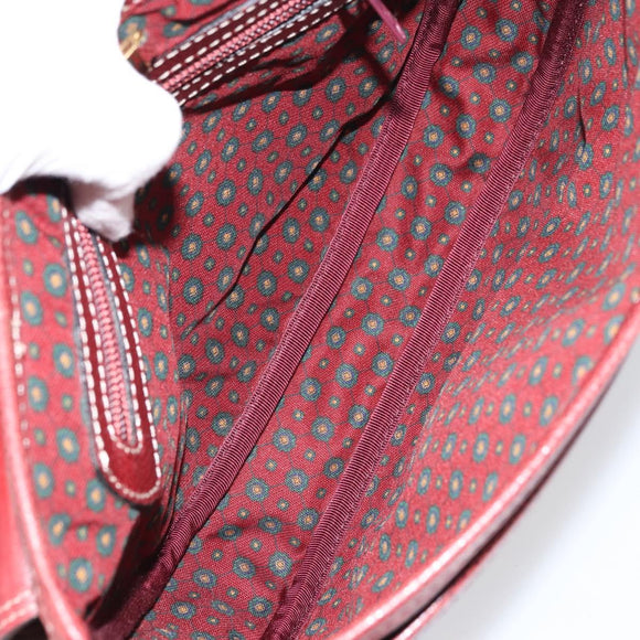 LOEWE Shoulder Bag Leather Bordeaux Gold Auth bs31536