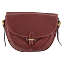LOEWE Shoulder Bag Leather Bordeaux Gold Auth bs31536-13