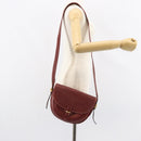 LOEWE Shoulder Bag Leather Bordeaux Gold Auth bs31536-24