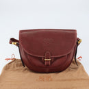 LOEWE Shoulder Bag Leather Bordeaux Gold Auth bs31536-12