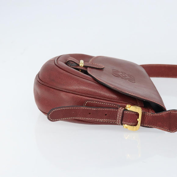 LOEWE Shoulder Bag Leather Bordeaux Gold Auth bs31536