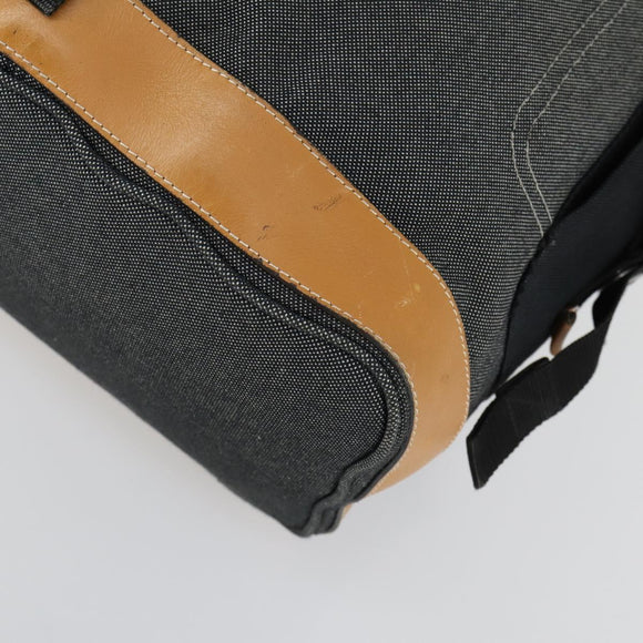 LOEWE Eye Nature Convertible Backpack Canvas Leather Gray Silver Auth bs31537