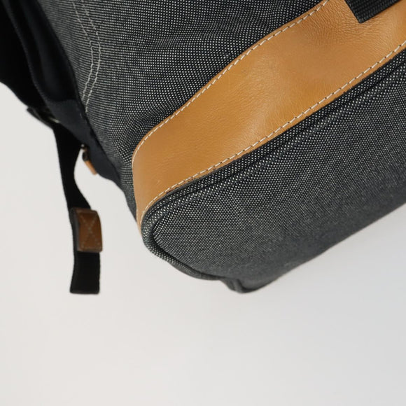 LOEWE Eye Nature Convertible Backpack Canvas Leather Gray Silver Auth bs31537