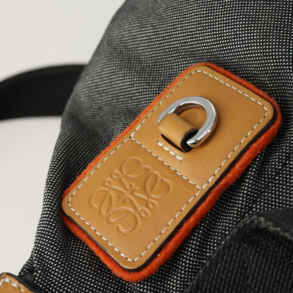 LOEWE Eye Nature Convertible Backpack Canvas Leather Gray Silver Auth bs31537