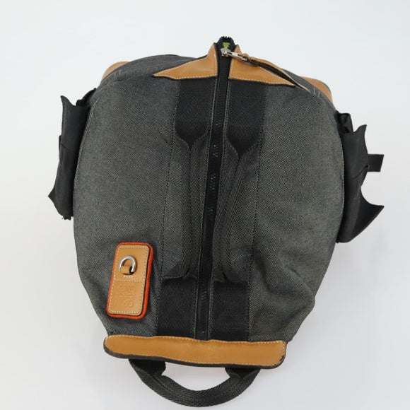 LOEWE Eye Nature Convertible Backpack Canvas Leather Gray Silver Auth bs31537