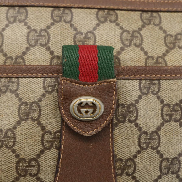 GUCCI GG Supreme Web Sherry Line Bag PVC Beige Gold 89 02 032 Auth bs31538