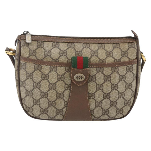 GUCCI GG Supreme Web Sherry Line Bag PVC Beige Gold 89 02 032 Auth bs31538