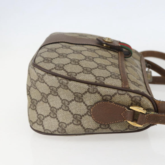 GUCCI GG Supreme Web Sherry Line Bag PVC Beige Gold 89 02 032 Auth bs31538