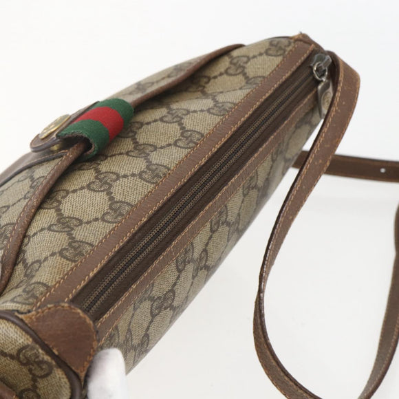 GUCCI GG Supreme Web Sherry Line Bag PVC Beige Gold 89 02 032 Auth bs31538