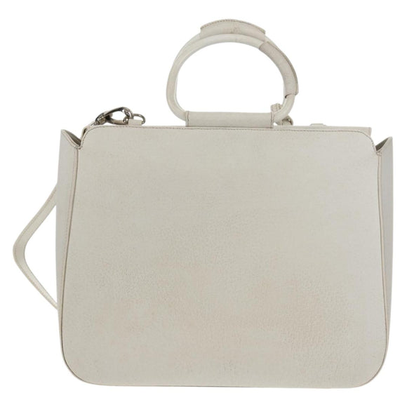 GUCCI Hand Bag Leather 2way White Silver 000 2058 0307 5 Auth bs31539