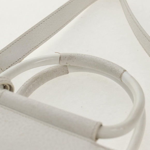 GUCCI Hand Bag Leather 2way White Silver 000 2058 0307 5 Auth bs31539