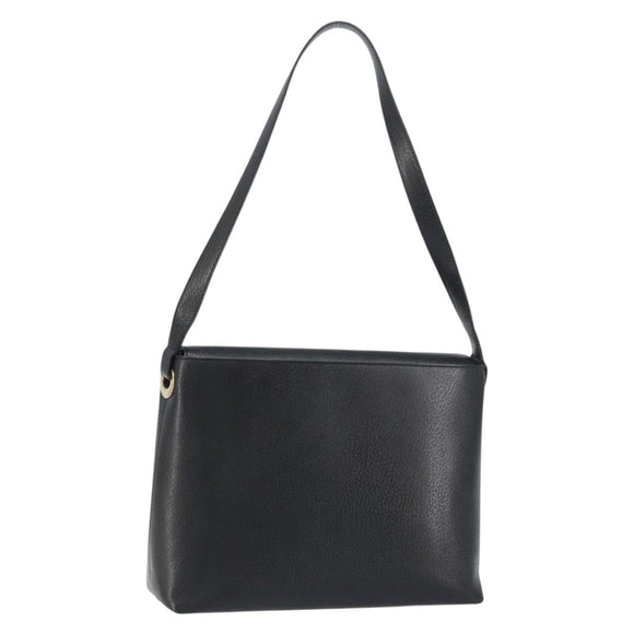 GUCCI Shoulder Bag Leather Black Gold Auth bs31540