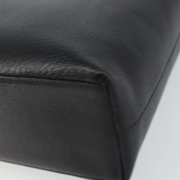 GUCCI Shoulder Bag Leather Black Gold Auth bs31540