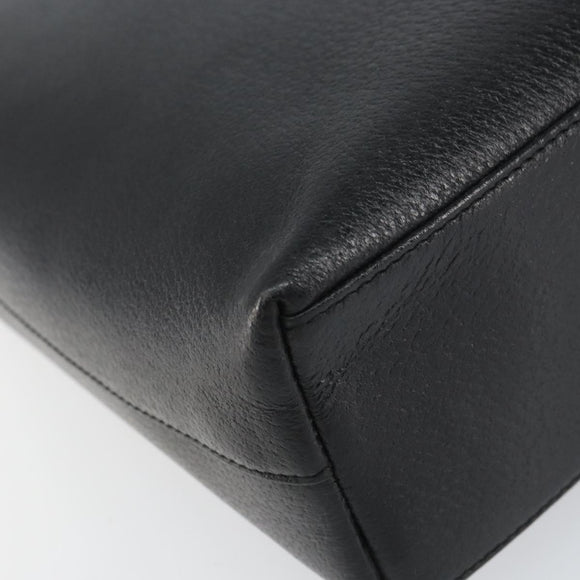 GUCCI Shoulder Bag Leather Black Gold Auth bs31540