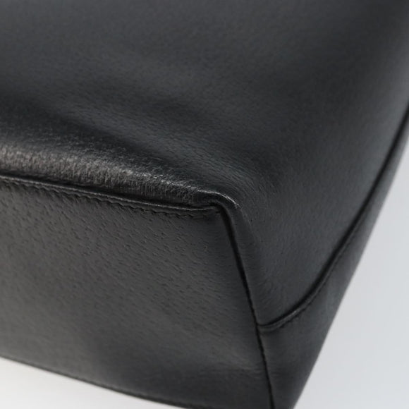 GUCCI Shoulder Bag Leather Black Gold Auth bs31540