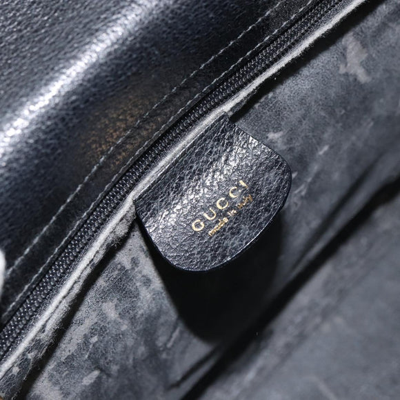 GUCCI Shoulder Bag Leather Black Gold Auth bs31540