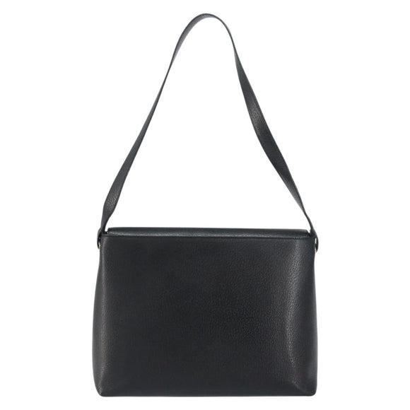 GUCCI Shoulder Bag Leather Black Gold Auth bs31540