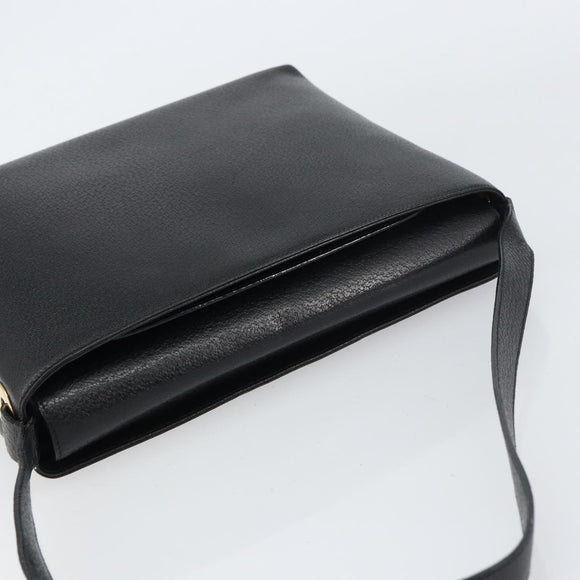 GUCCI Shoulder Bag Leather Black Gold Auth bs31540