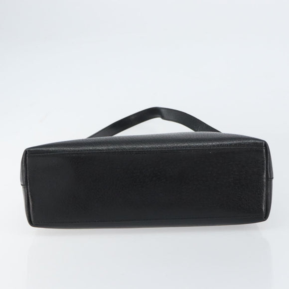 GUCCI Shoulder Bag Leather Black Gold Auth bs31540